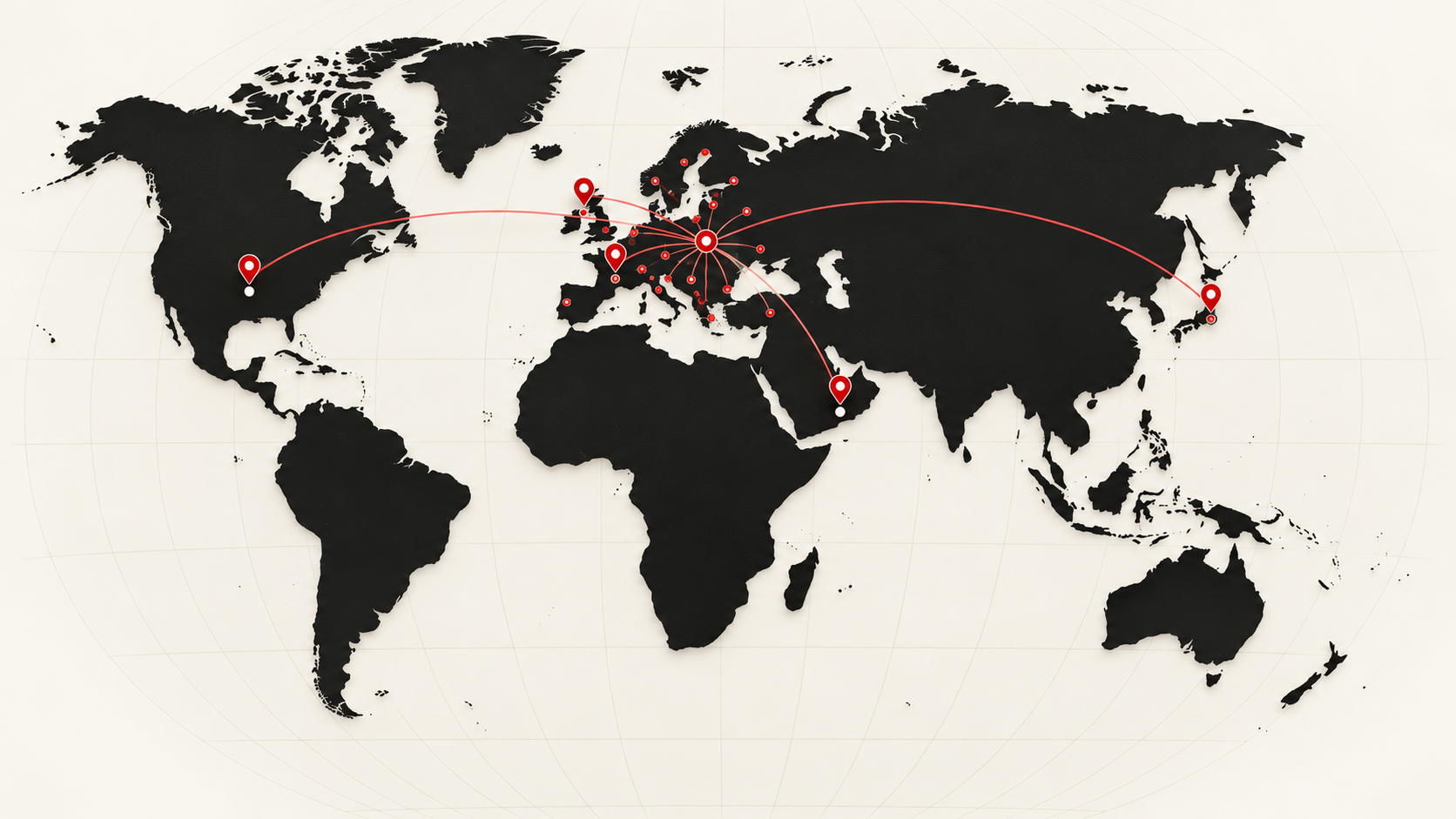 Mapa wyjazdów klubu: Europa, USA, Japonia i Arabia Saudyjska